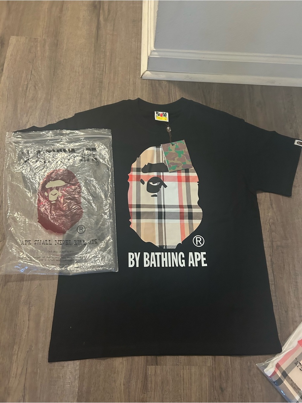 Black Plaid Logo Tee